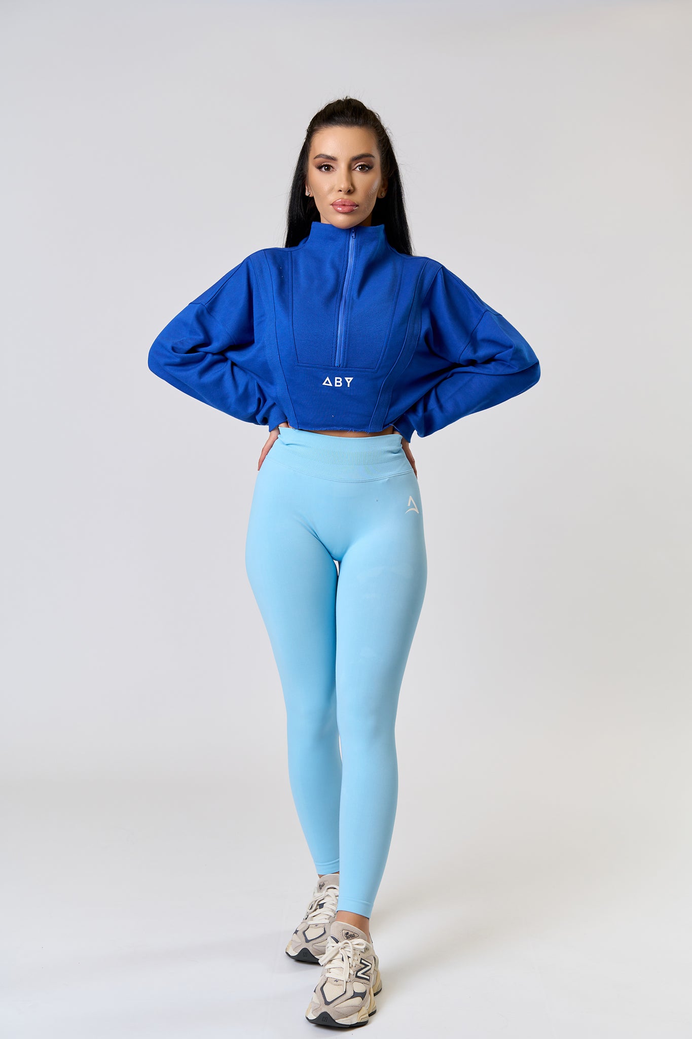 CROP ZIP Blouse Blue