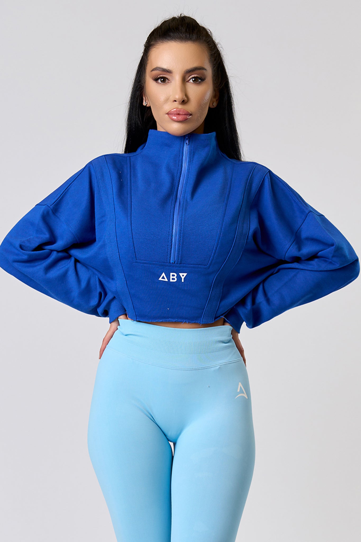 CROP ZIP Blouse Blue