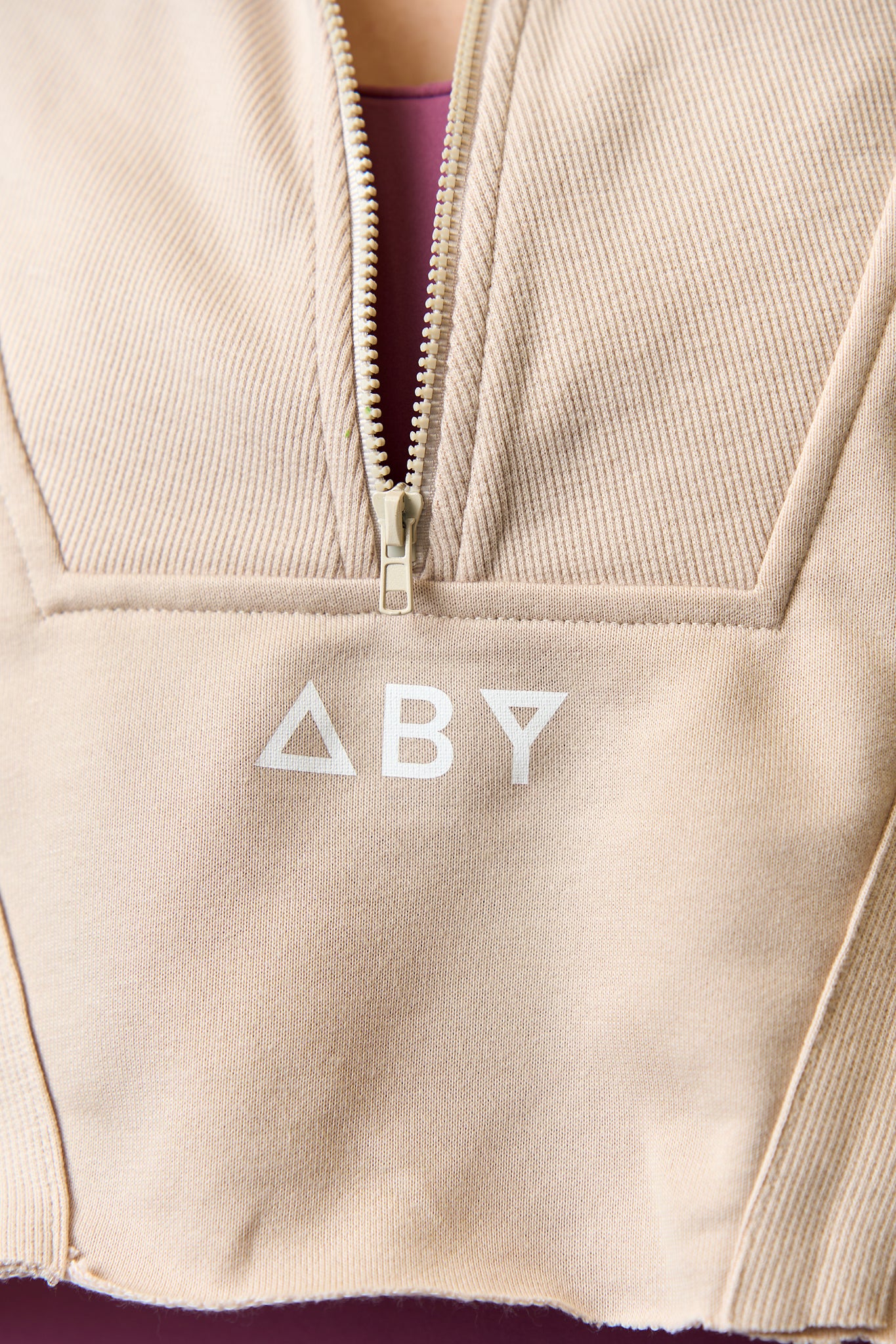 CROP ZIP blouse Beige