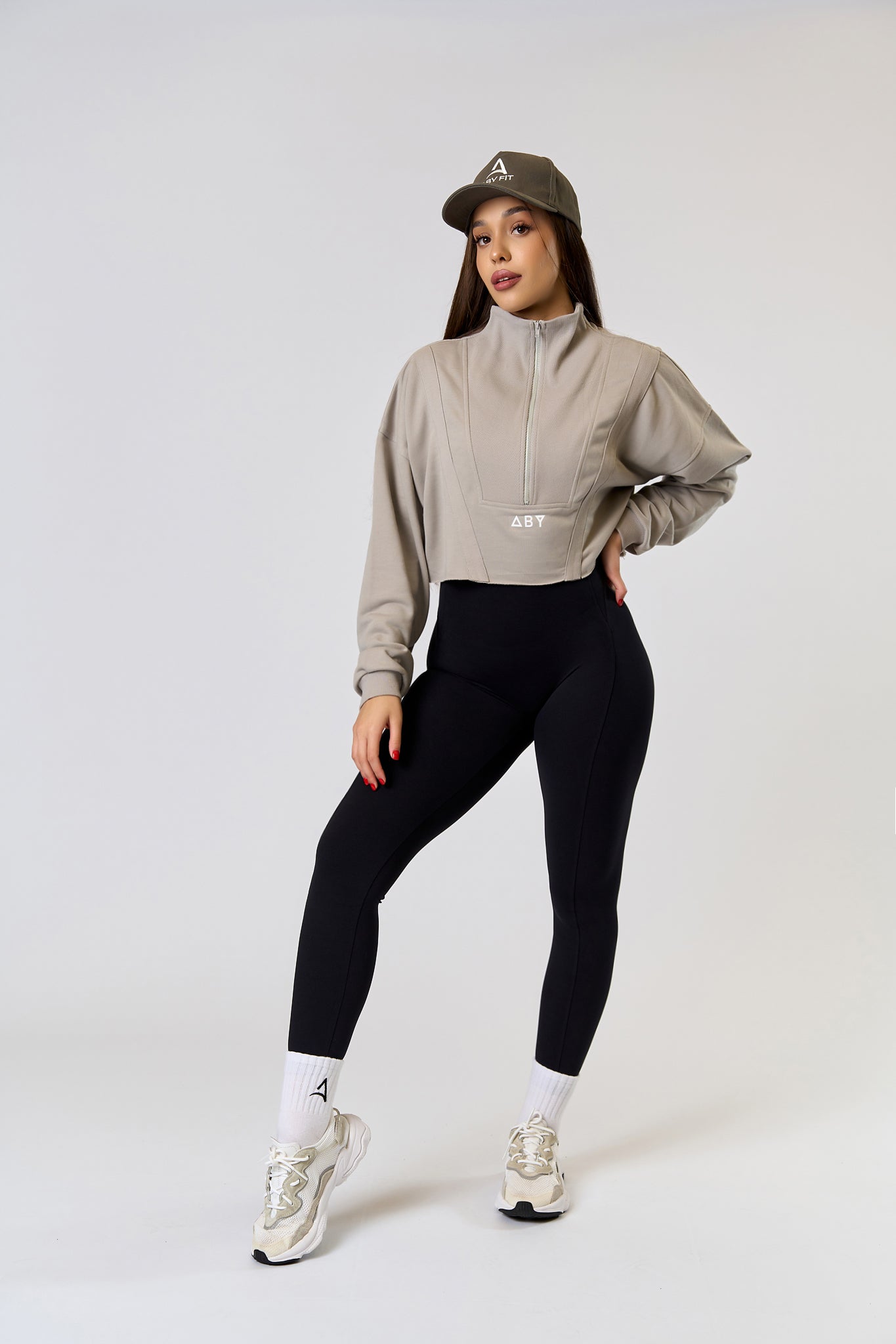 CROP ZIP Blouse Grey