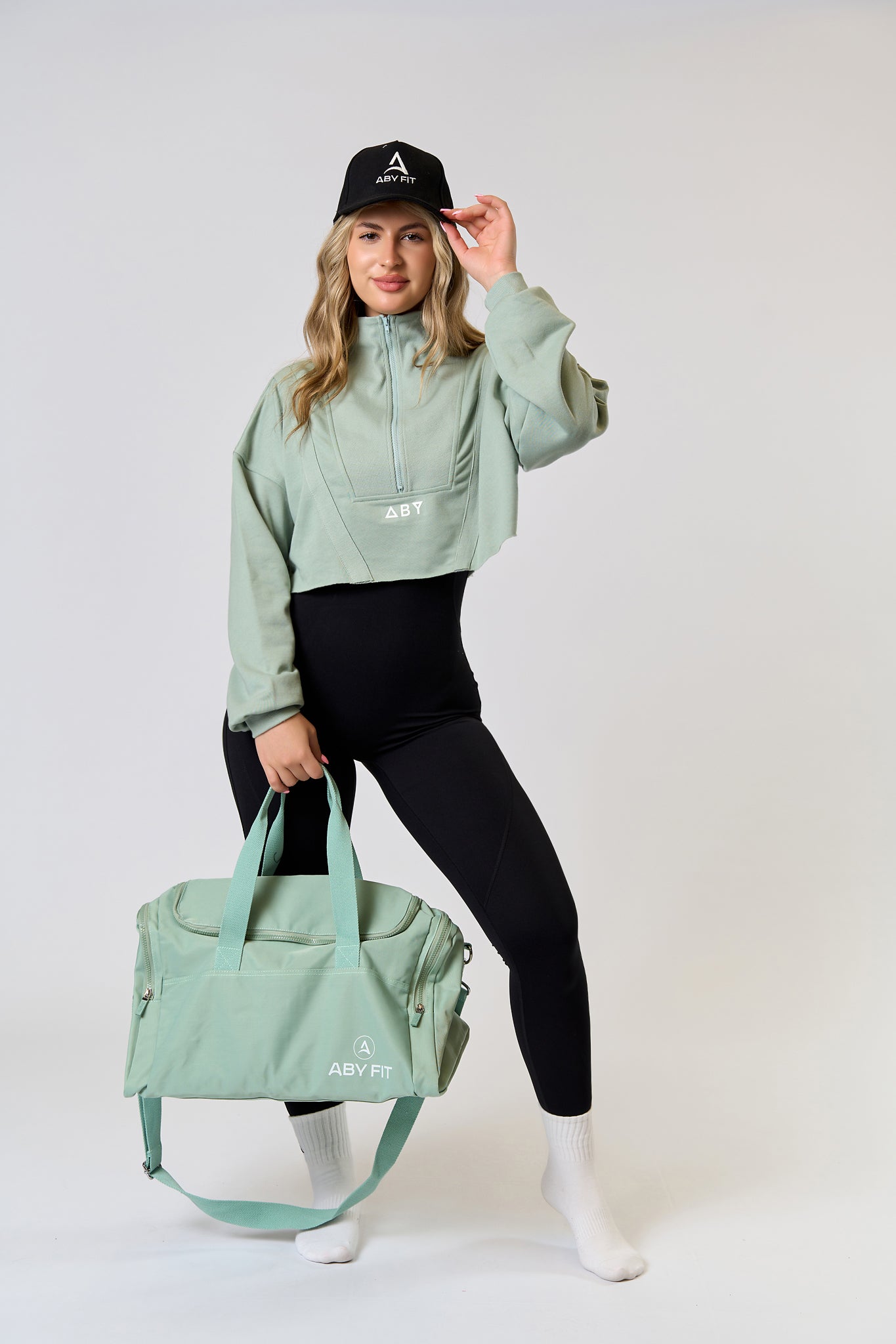 CROP ZIP blouse Mint green