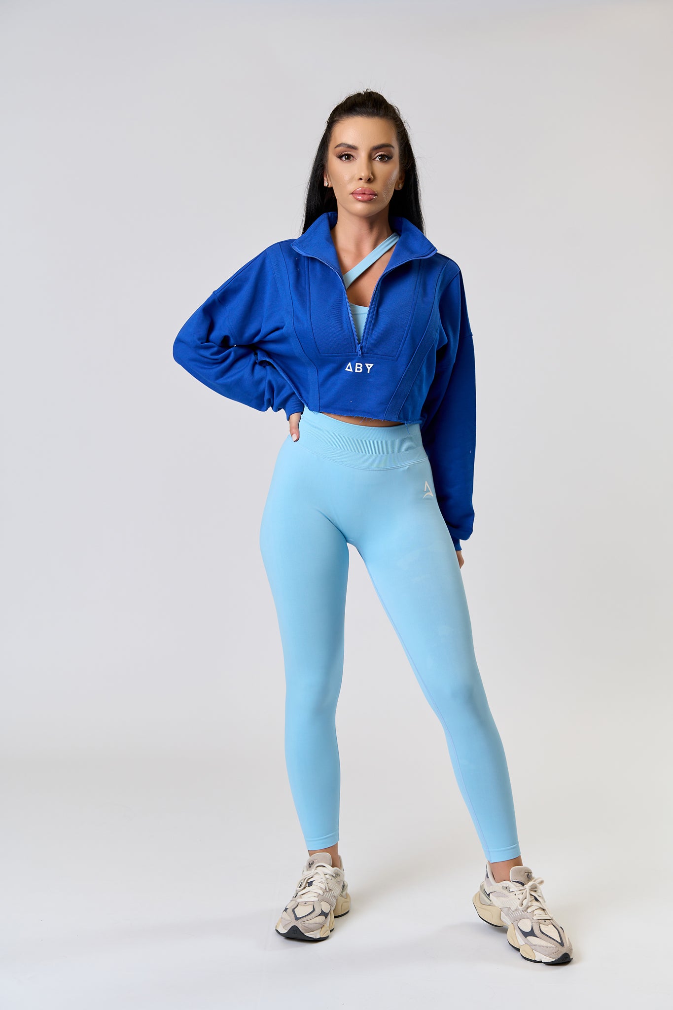 CROP ZIP Blouse Blue