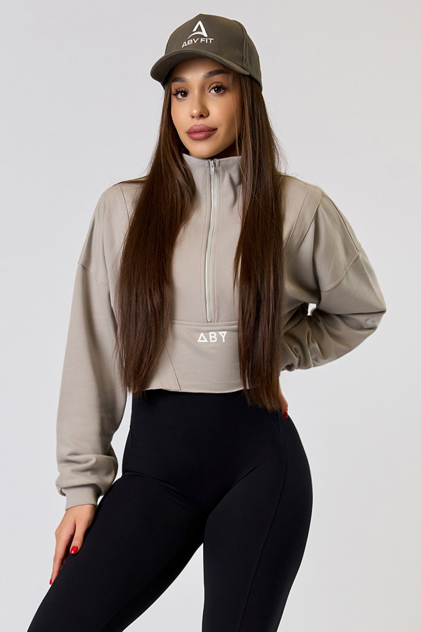 CROP ZIP Blouse Grey