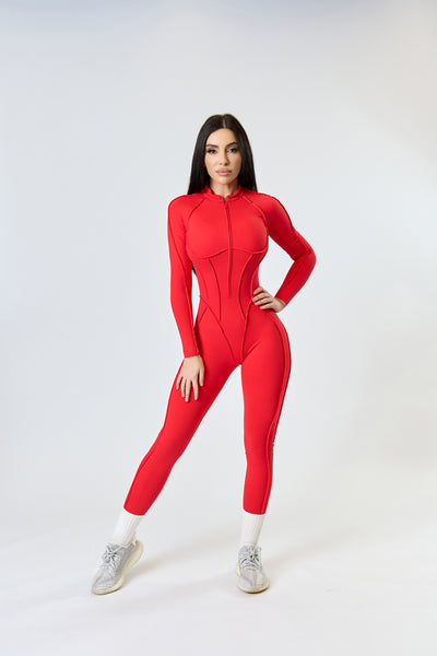GLAM FIT LONG Red Jumpsuit - ABY FIT